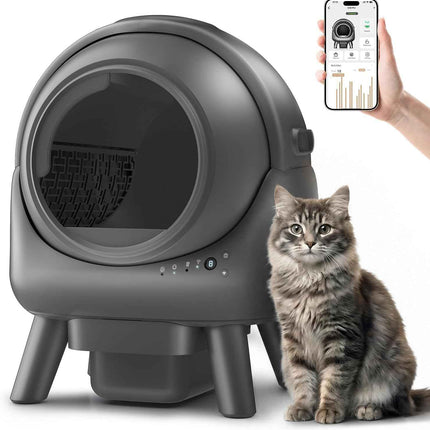 Beokeo Self-Cleaning Litter Box for Multiple Cats, Smart App-Controlled with Hea