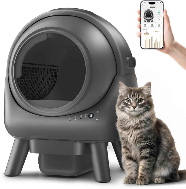 Beokeo Self-Cleaning Litter Box for Multiple Cats, Smart App-Controlled with Hea