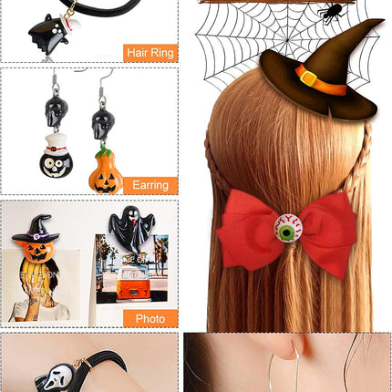 100PCS Halloween Slime Charms, Kalolary Halloween Resin Flatback Charms Kawaii H