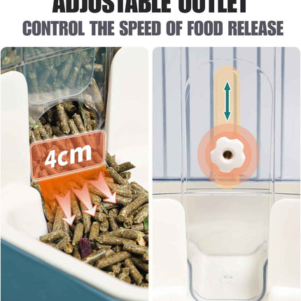Automatic Pet Food Water Dispenser, Auto Gravity Pet Feeder Water Bottle Set for