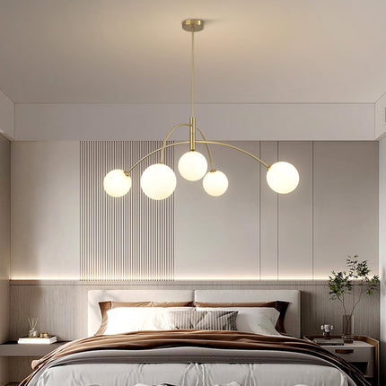 Fulesi Contemporary Gold Ceiling Light 5-Light Glass Globe Lights Mid Century Mo