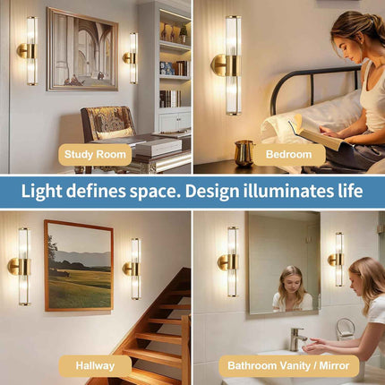 ECOBRT Glass Wall Light Fixture Indoor Antique Brass Bathroom Vanity Lights Besi