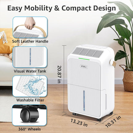 Dehumidifier for Basement with Drain Hose Max 34 Pints, KNKA 2000 Sq.Ft Dehumidi