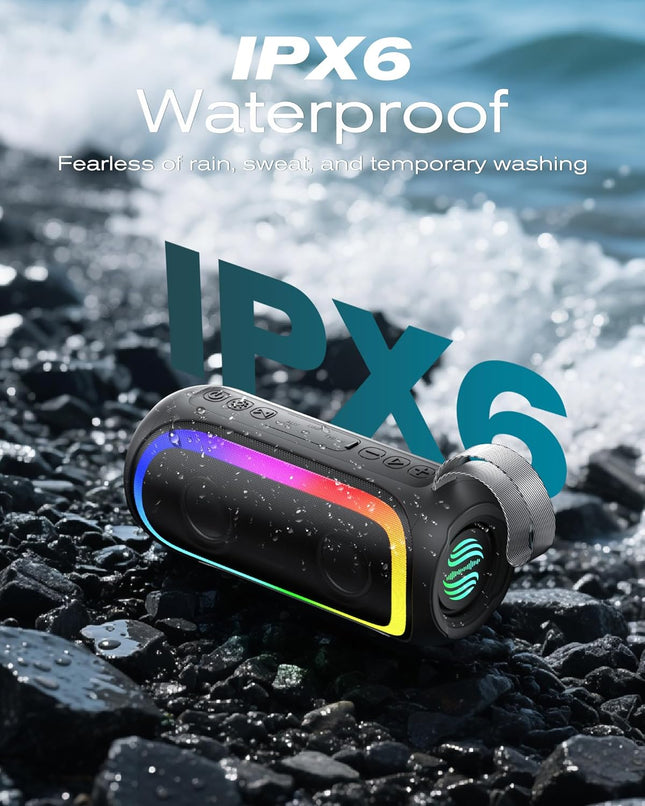 Portable Bluetooth Speaker, IPX6 Waterproof 20W HiFi Stereo Sound with Deep Bass