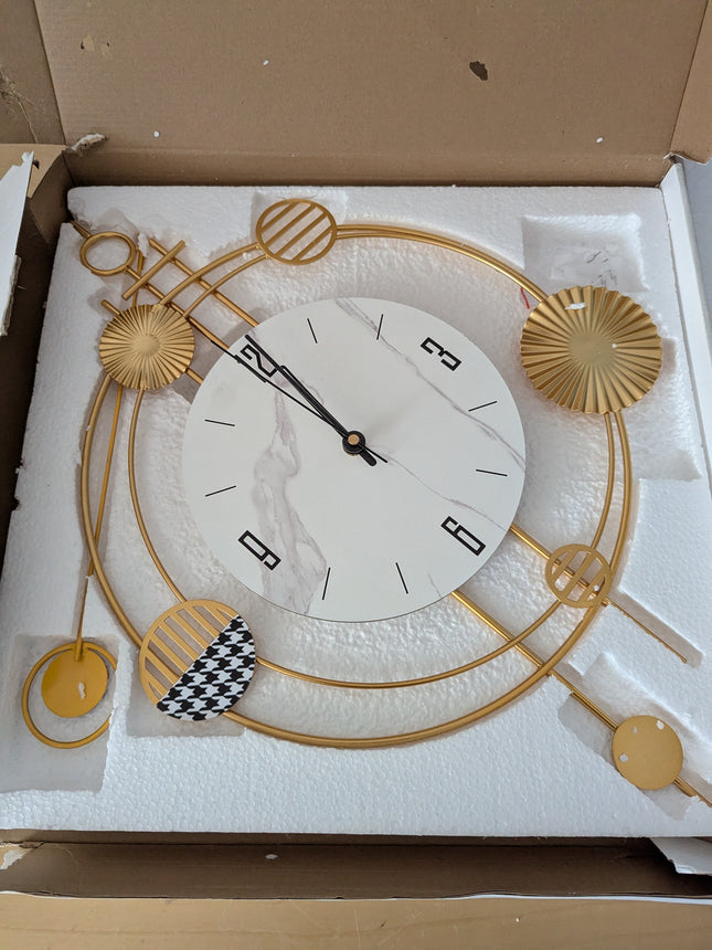 Wall Clock for Living Room, Silent Quality Quartz Battery Operated with Pendulum