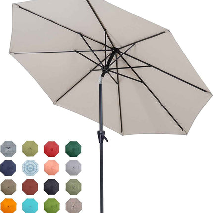 Tempera 9 ft Patio Umbrella Outdoor Table Umbrella with Push Button Tilt and Cra