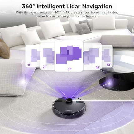 MONSGA Robot Vacuums and Mop 5000Pa, Self-Emptying, 3.5L 60-Day Capacity, Lidar
