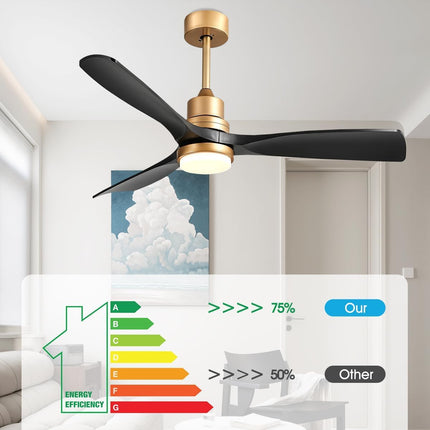 Forrovenco 52 Inch Ceiling Fan with Lights and Remote, White & Gold