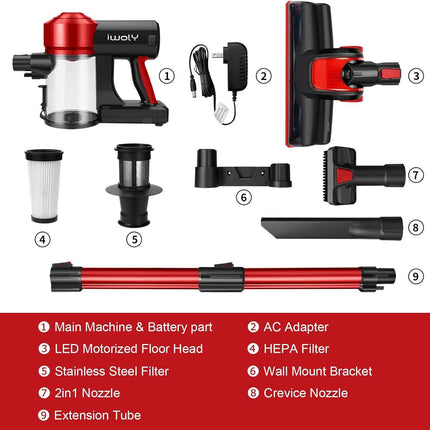 iwoly C150 Cordless Vacuum Cleaner with 18000Pa Powerful Suction, 2200mAh Batter