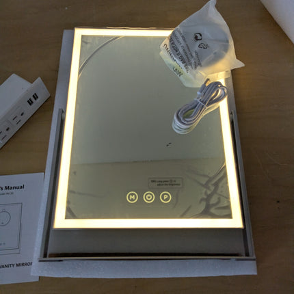 NEZZOE Rechargeable Vanity Mirror with Lights, Table Mirror with Stand, Makeup M