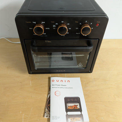 OUNIN Air Fryer Toaster Oven with Steam Infusion, 12L Countertop Oven, 6-in-1 Bake, Broil, Grill & Air Fry, Black