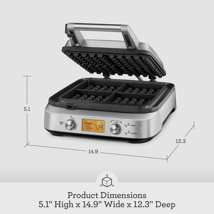 Breville BREBWM640XL 4 Slice Waffle Maker, silver