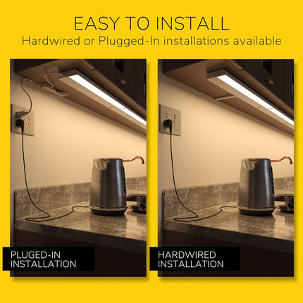 GETINLIGHT 48-inch 3 Color Levels LED Under Cabinet Lighting, Hardwired or Plugg