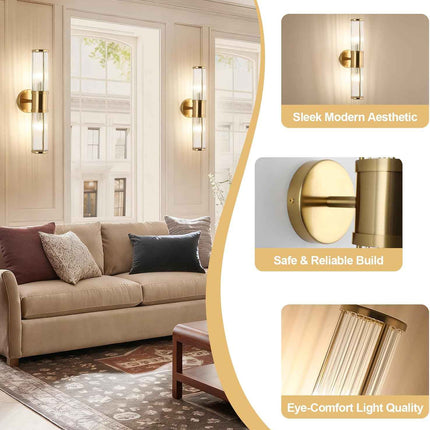 ECOBRT Glass Wall Light Fixture Indoor Antique Brass Bathroom Vanity Lights Besi