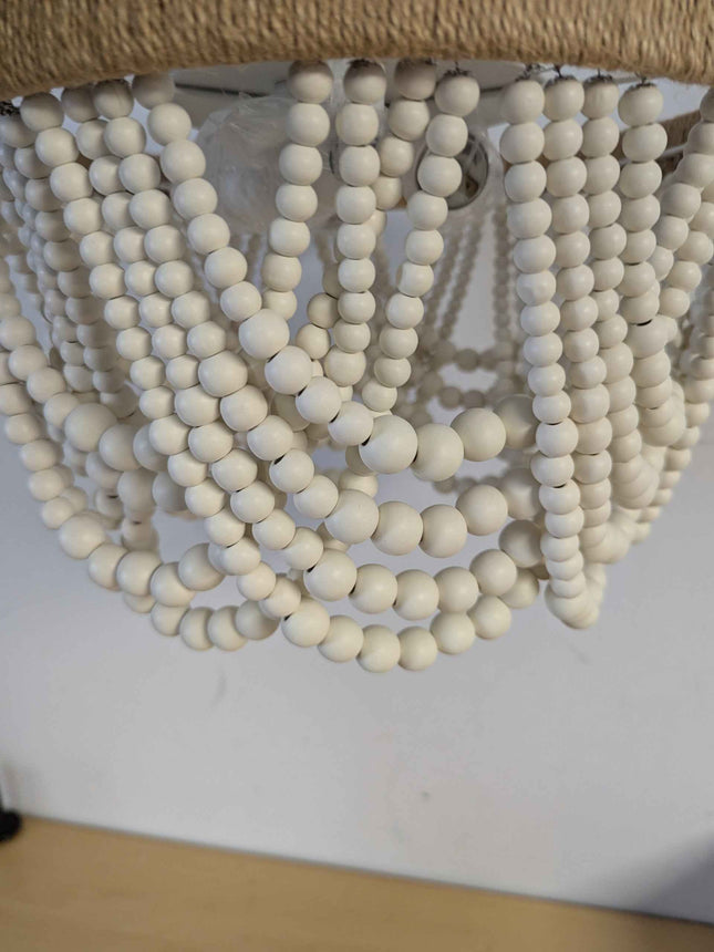 White Boho Light Fixture Boho Beaded Chandelier Boho Light Fixtures Ceiling Bead