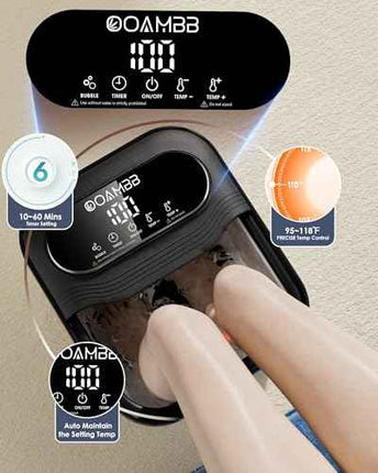 OOAMBB Collapsible Foot Spa with Heat, Bubble, Temperature Control and XL Touch