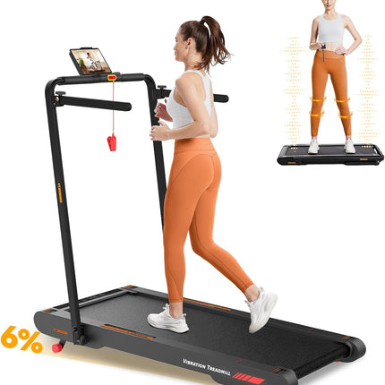 Sperax 4 in 1 Foldable Walking Vibration Pad with 6% Incline,7.5 MPH Treadmills