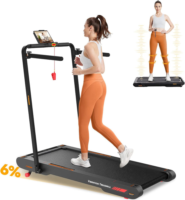 Sperax 4 in 1 Foldable Walking Vibration Pad with 6% Incline,7.5 MPH Treadmills