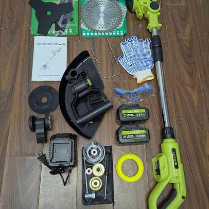 Incomplete — LAYUNI 21V Brushless Cordless Weed Wacker, 4-in-1 Trimmer & Edger
