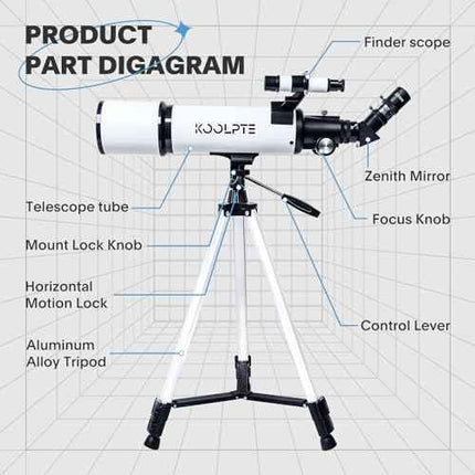 Telescope 80mm Aperture 600mm - Astronomical Portable Refracting, Fully Multi-Co