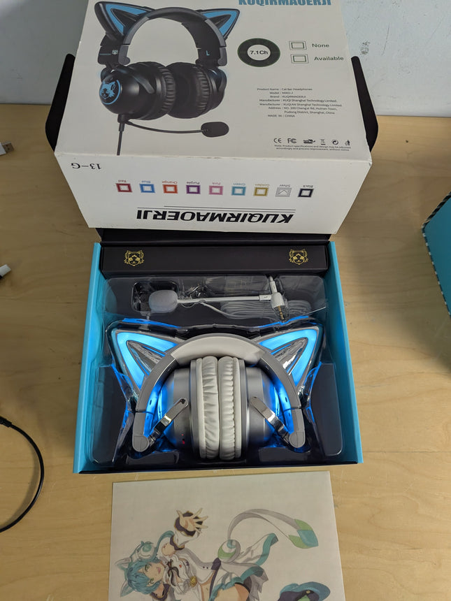 New LED Wireless Cat Ear Headphones (12 Color Changing) with Connectable Attacha