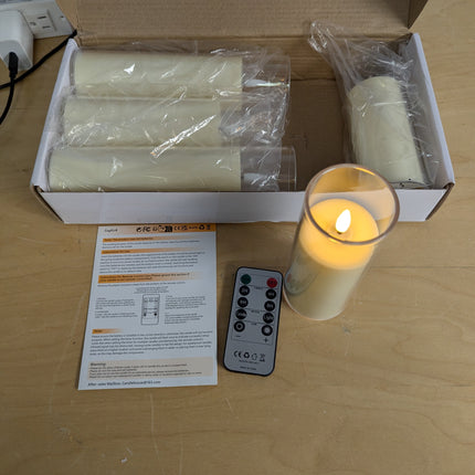 Yeelida Acrylic Flameless Flickering Candles with Remote Control and Timer, Batt