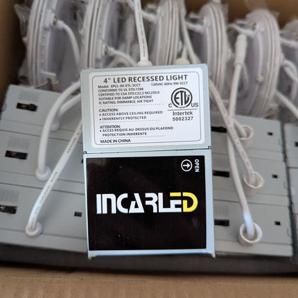 INCARLED 4Inch 5CCT LED Recessed Slim Pot Light with Junction Box, 2700K-5000K C