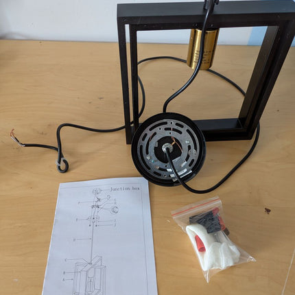 Black Farmhouse Pendant Light,1-Light Small Chandelier,Wood Dining Room Light Fi