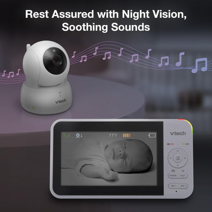 VTech VM924-2 Pan & Tilt Video Baby Monitor with 2 Cameras, 5" LCD Screen, Up to