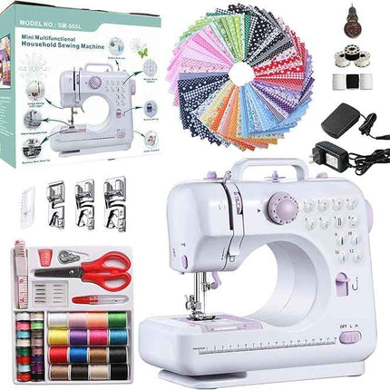 Sewing Machine for Beginners, Electric Portable Mini Sewing Machine with 50 Pcs