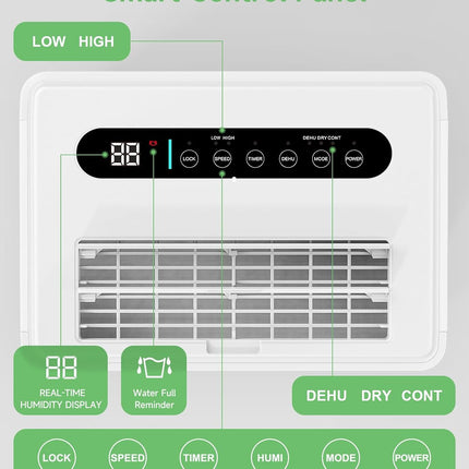 Trazico 21 Pint Dehumidifier for Basement & Home up to 1500 Sq Ft, 3 Smart Modes, 24H Timer, Continuous Drain, Quiet