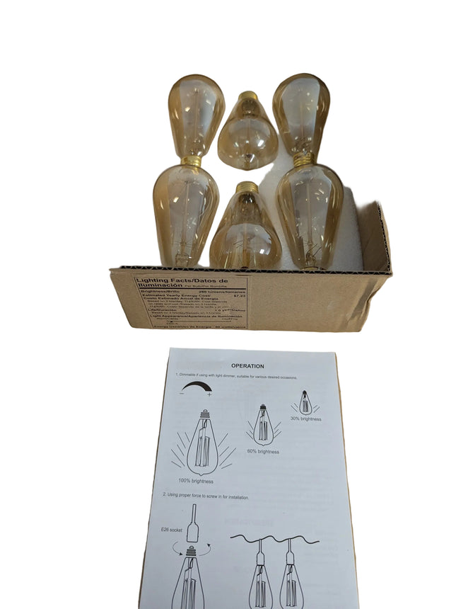HESSION 6-Pack Edison Light Bulbs, 60w Vintage Edison Bulb, Squirrel Cage Filame