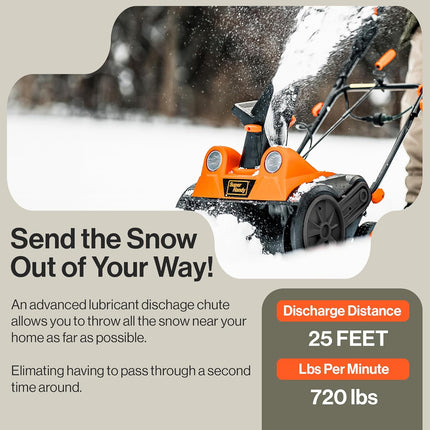 SuperHandy Electric Snow Thrower Walk-Behind Blower Corded AC 120V 18 inch Clear