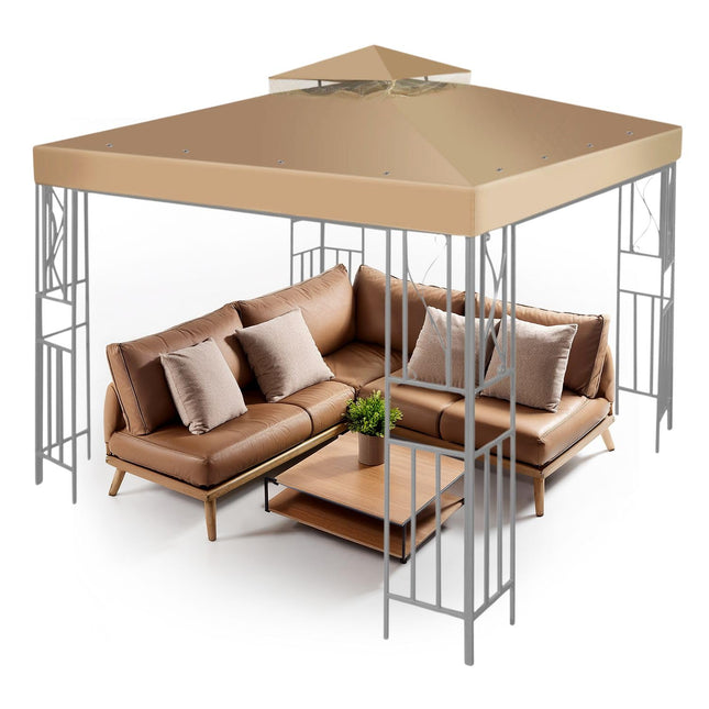 Flexzion Gazebo Cover Replacement Canopy Top 10x10 Ft (3m x 3m) - Double Tier To