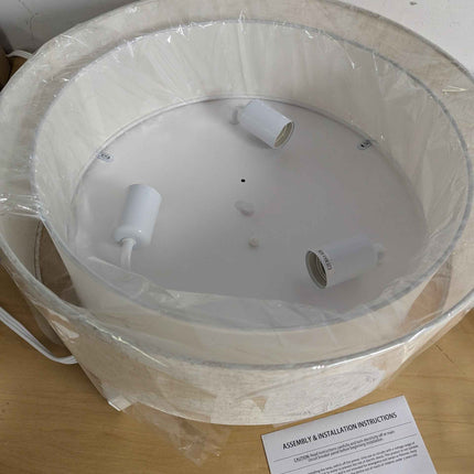 (Cracks) CALOKES 18-Inch Large Flush Mount Ceiling Light Fixture with Fabric Sha