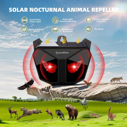 4 Pack Animal Deterrent Devices,Solar Powered Animal Repeller Outdoor with Red L