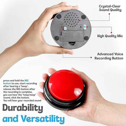 A-URA Dog Buttons for Communication with Non-Slip Mat, HD Sound 30s Recordable D