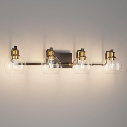 Tipace Industrial Bathroom Vanity Lighting Fixtures 4-Lights Vintage Black & Gol