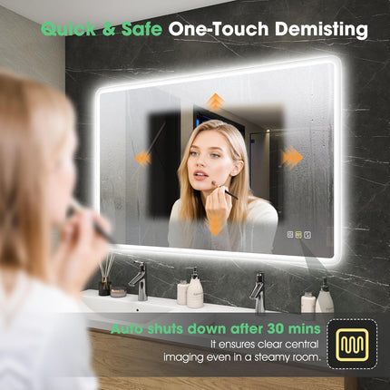 S·BAGNO 47.2''x27.2'' LED Bathroom Mirror with Lights, Bathroom Vanity Wall Mirr