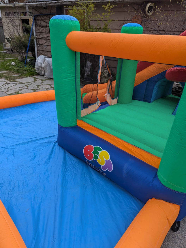 Inflatable Water Slide Spin Combo Jumper Bounce House with Large Slide, Bounce A