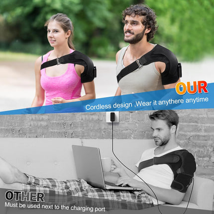 YUANBO Cordless Heated Shoulder Massager, Portable Shoulder Brace Heating Pad wi