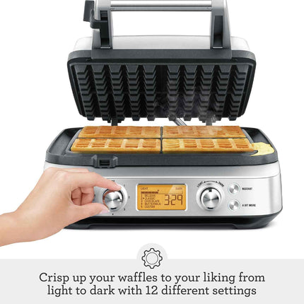 Breville BREBWM640XL 4 Slice Waffle Maker, silver