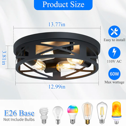 Flush Mount Ceiling Light Fixture,14 inch 4-Light Ceiling Light Fixture for Hall