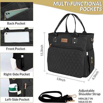 EASYA Large Insulated Lunch Bag for Work, Women's Nylon Thermal Lunch Box, Leakp