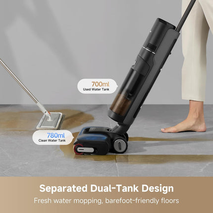 DREAME H12 FlexReach Wet Dry Vacuum Cleaner, 0 Tangle Cordless Vacuum Mop All-in