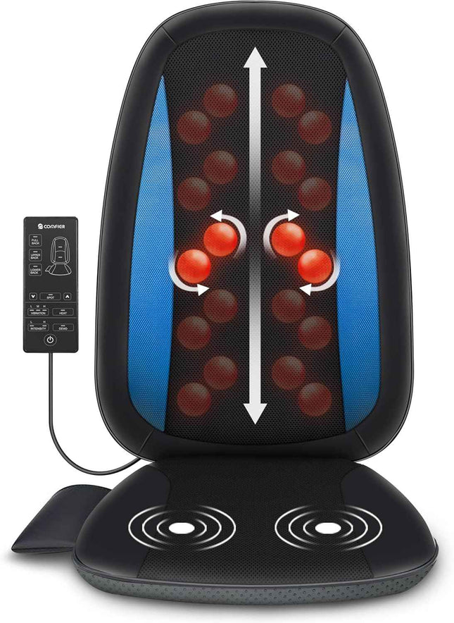 Comfier Shiatsu Back Massager with Heat -Deep Tissue Kneading Massage Seat Cushion, Massage Chair Pad for Full Back, Electric Body Massager for Home or Office Chair use,Valentine's Day Gift for Men,Women
