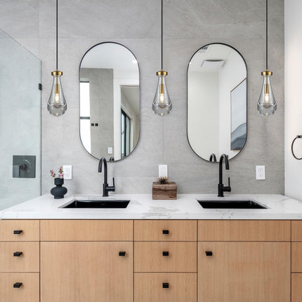 TACDANDM 4.92'' Gold Clear 1-Light Teardrop Glass Pendant Light Adjustable Moder