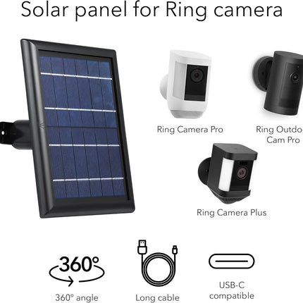 Wasserstein Solar Panel Compatible with Ring Spotlight Cam Plus/Pro/Battery, and