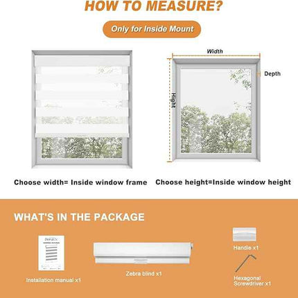 Persilux No Drill No Tool Zebra Blinds Light Filtering Dual Layer Privacy for Da