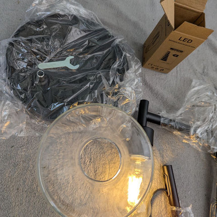 DLLT Floor Lamp Tall for Room: Black Standing Lamp with Clear Glass Lampshade fo